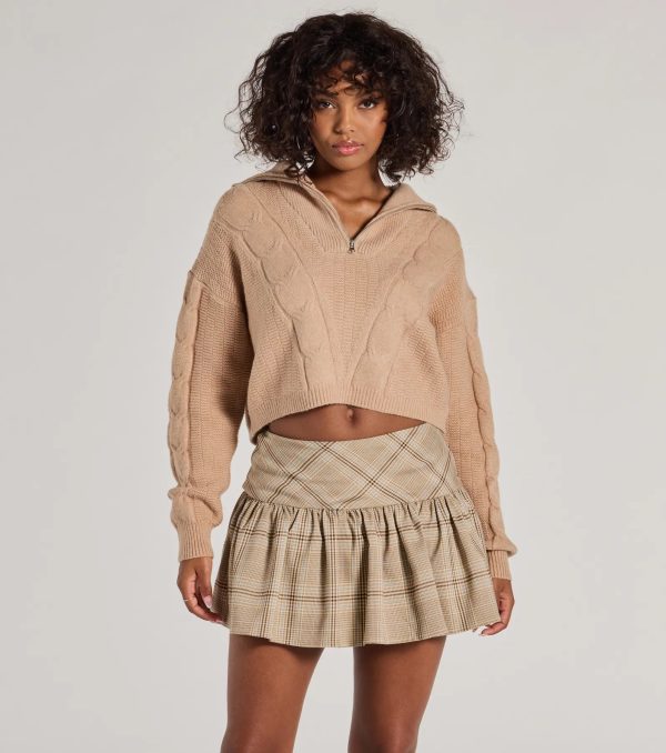 Adorable Flair Plaid Pleated Drop Waist Mini Skort - Image 4