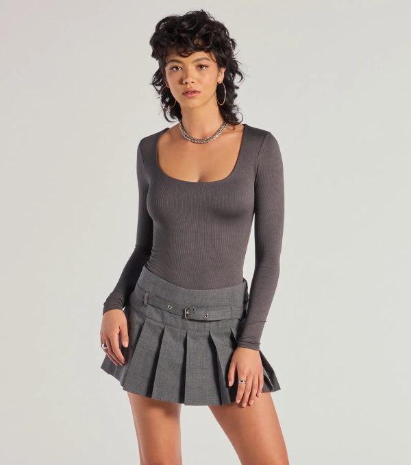 Preppy Trend Belted Plaid Mini Skort - Image 4