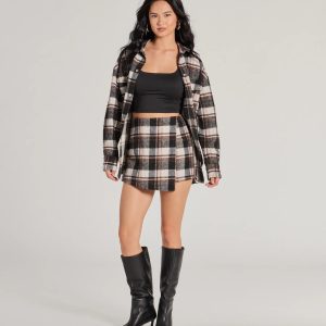 Classically Chic Plaid High Waist Wrap Skort