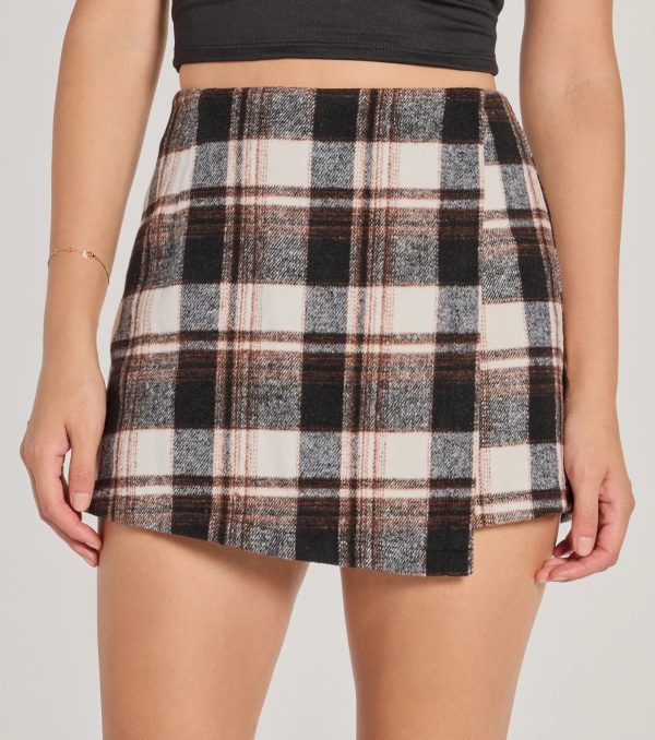 Classically Chic Plaid High Waist Wrap Skort - Image 3