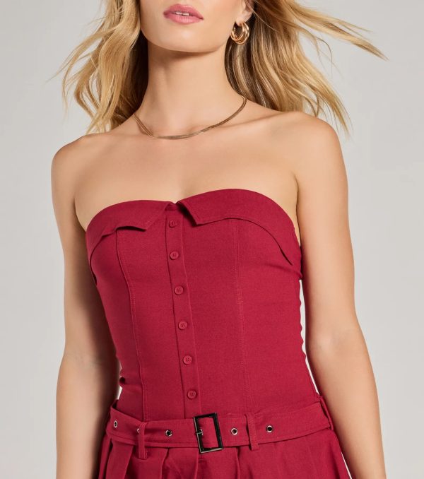 Social Babe Belted Drop Waist Skater Romper - Image 4