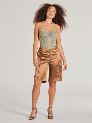 Trendsetter Vibes Satin Cargo Jorts