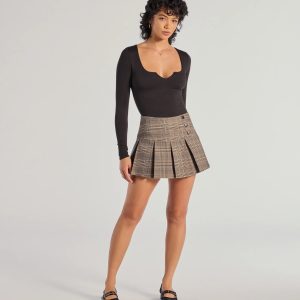 So Retro Pleated Plaid Skort