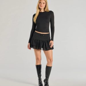 Subtle Charm High-Rise Rhinestone Skort