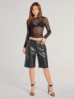 Sleek Edge High-Rise Faux Leather Jorts