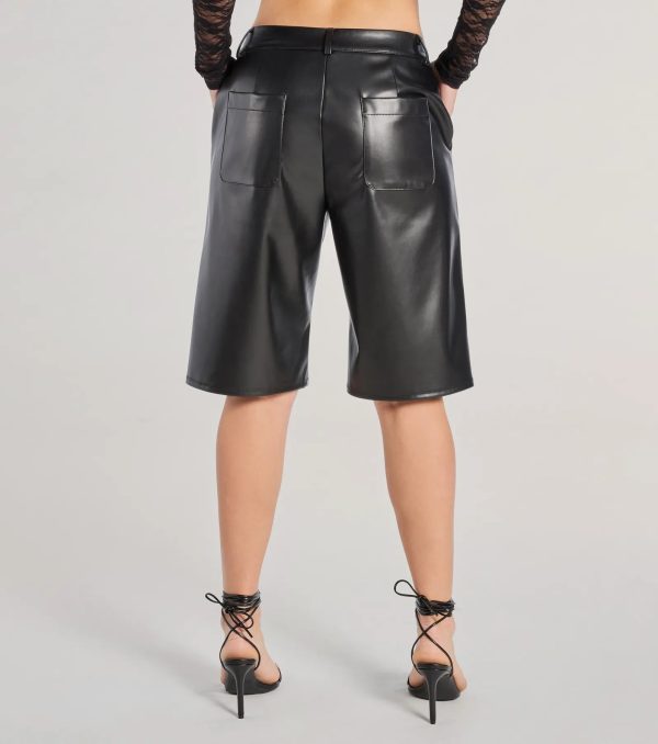 Sleek Edge High-Rise Faux Leather Jorts - Image 2
