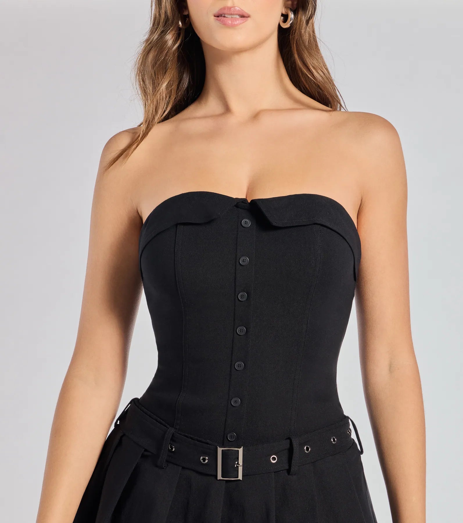 Social Babe Belted Drop Waist Skater Romper - Image 8