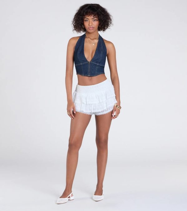 In For The Frills Mid-Rise Eyelet Ruffle Shorts - Image 3