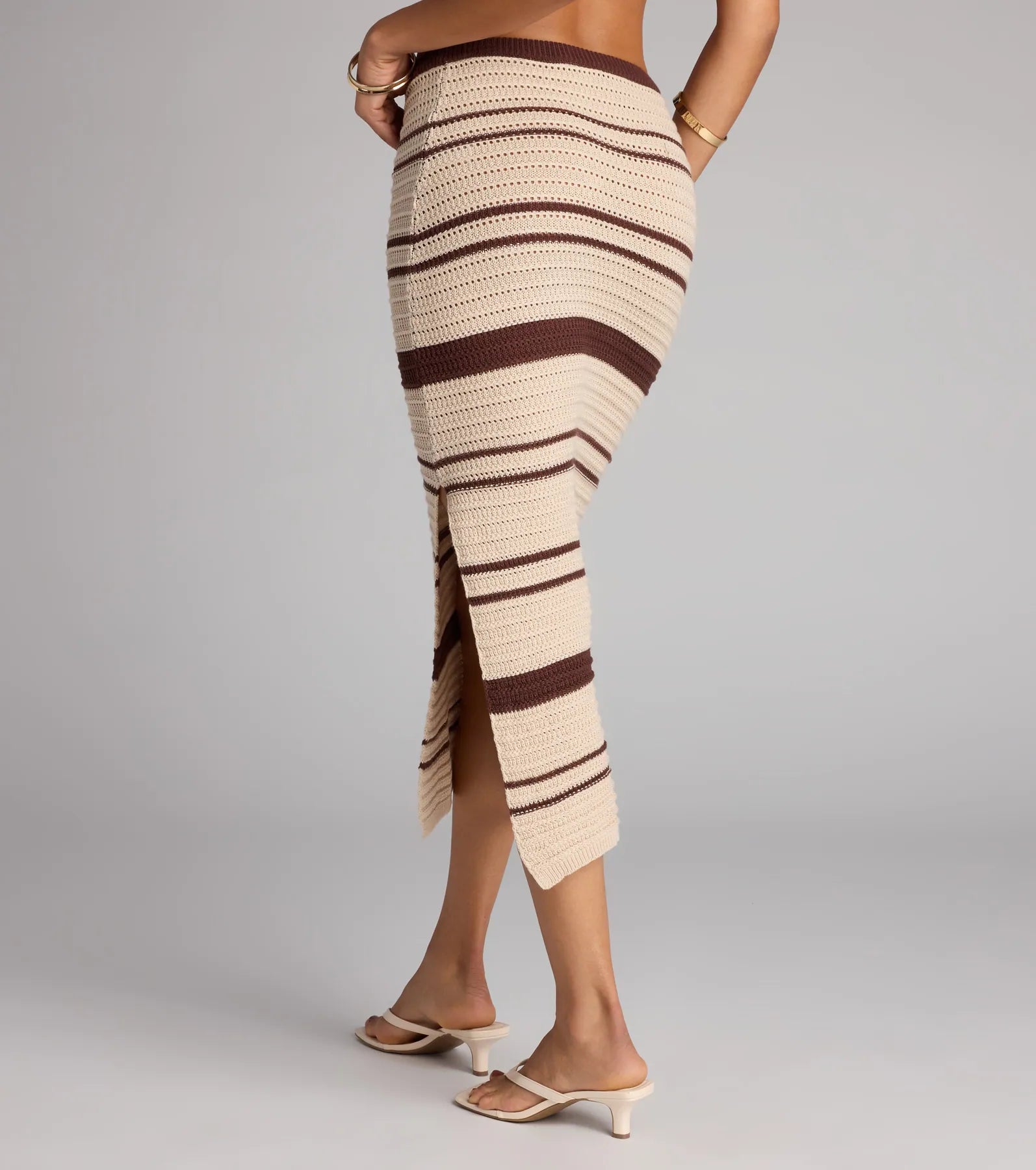 Summer Crush Striped Crochet Midi Skirt - Image 3