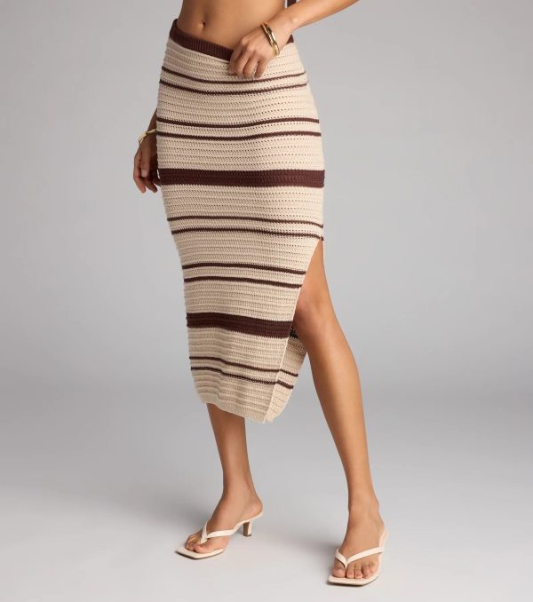 Summer Crush Striped Crochet Midi Skirt - Image 5