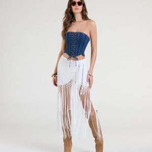 Iconic Getaway Tie-Waist Wrap Fringe Skirt