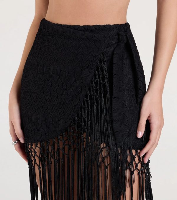 Iconic Getaway Tie-Waist Wrap Fringe Skirt - Image 7