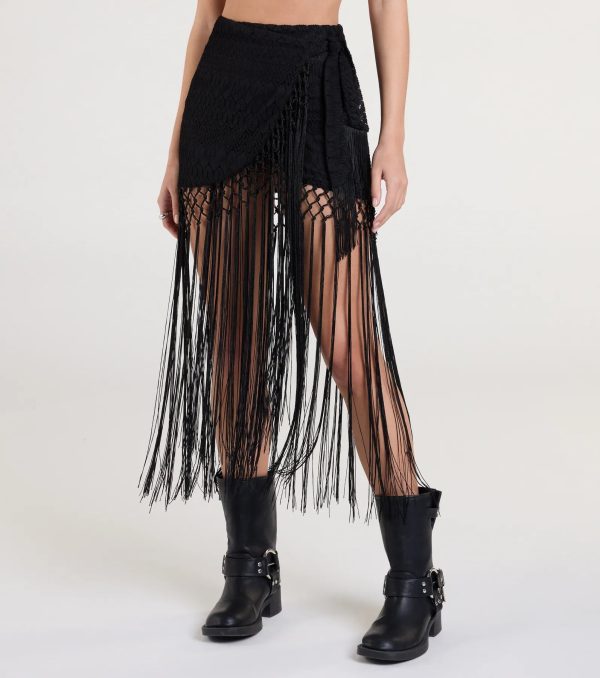Iconic Getaway Tie-Waist Wrap Fringe Skirt - Image 8