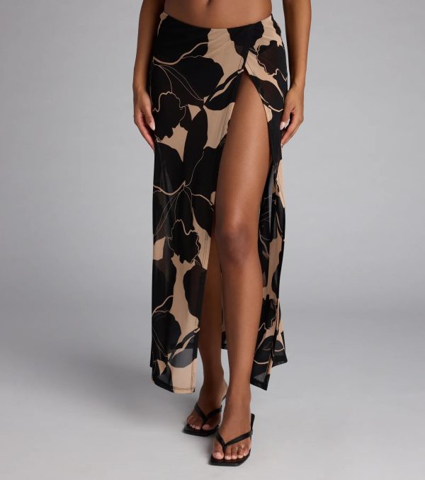 Resort Calling Mesh Slit Maxi Skirt - Image 4