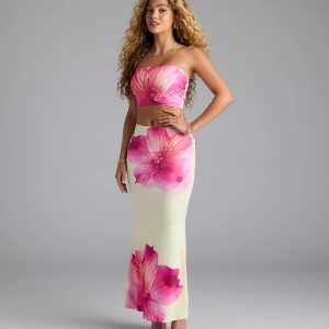 Sandy Shores Tropical Floral Maxi Skirt