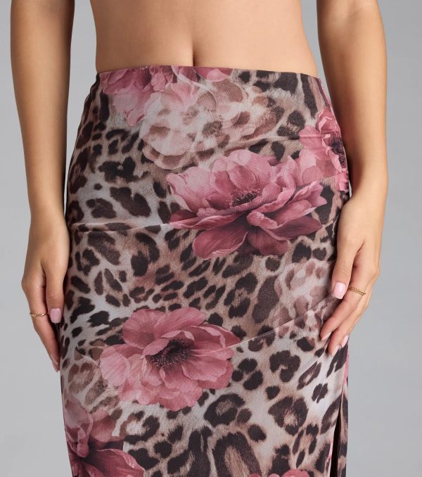 Fierce And Flirty Leopard Floral Maxi Skirt - Image 3