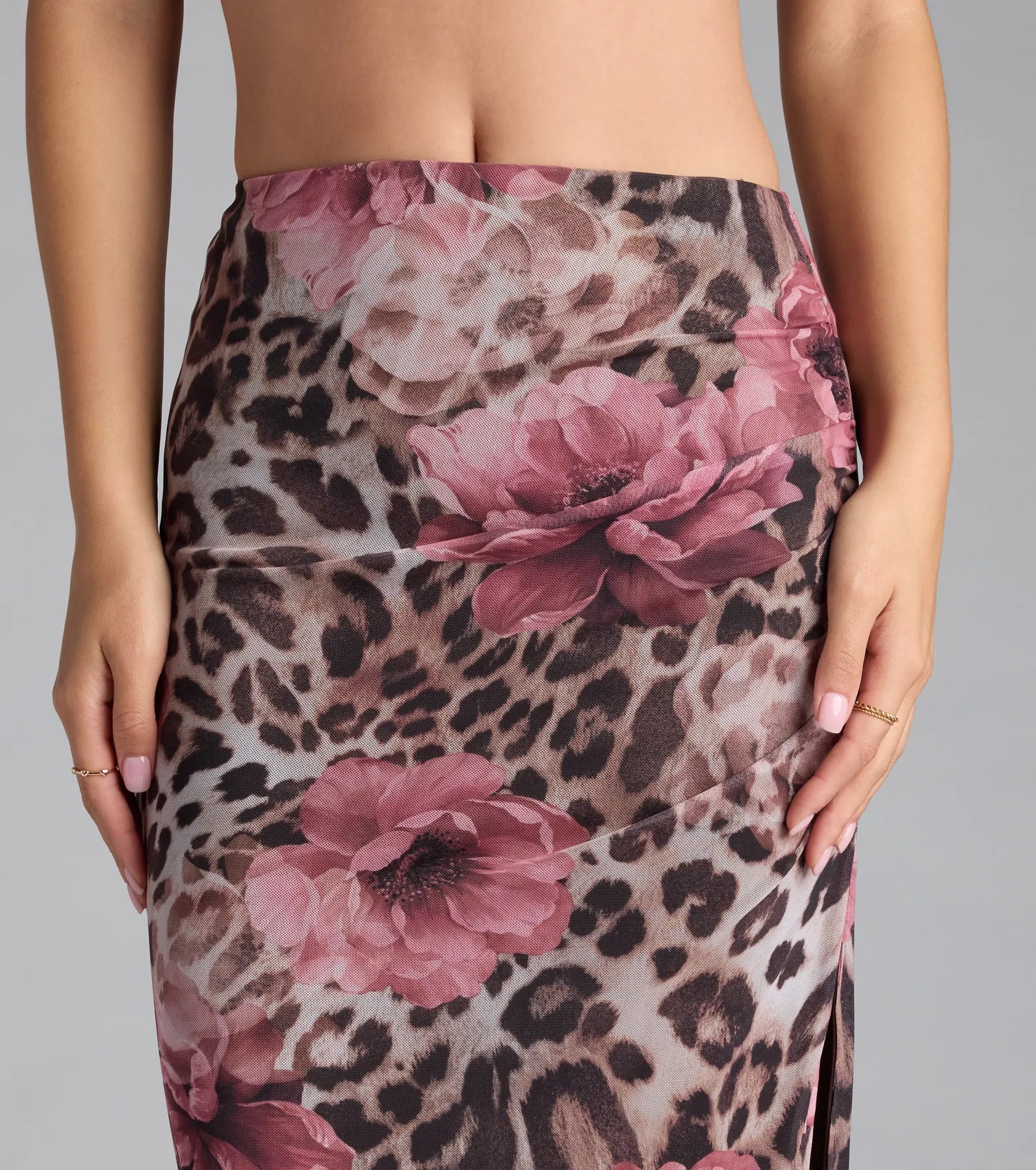 Fierce And Flirty Leopard Floral Maxi Skirt - Image 3