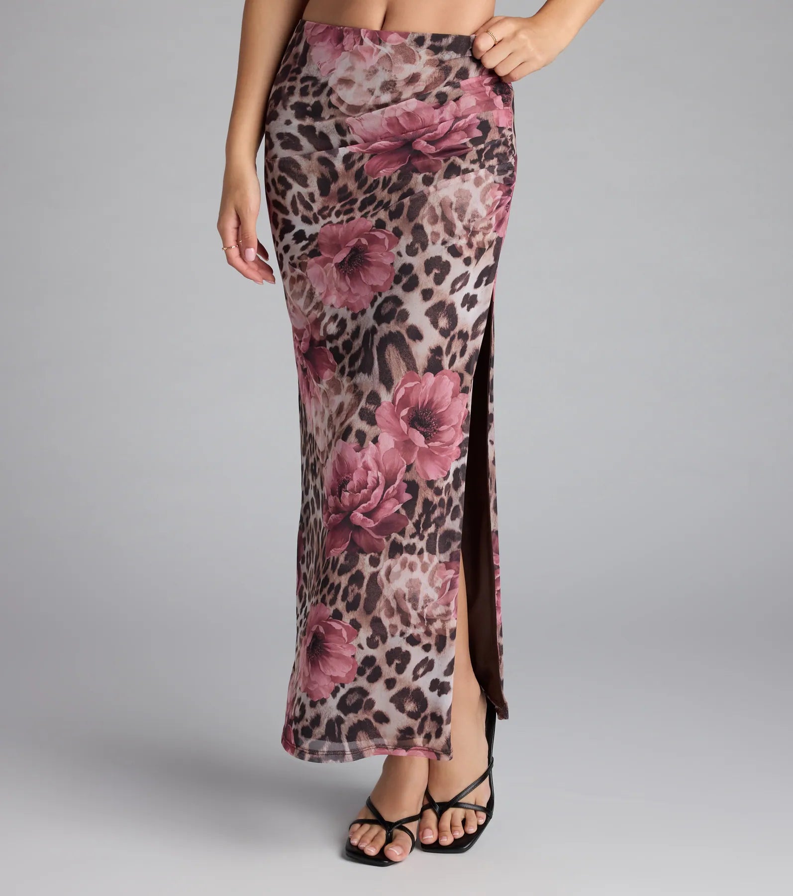 Fierce And Flirty Leopard Floral Maxi Skirt - Image 4