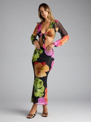 Island Muse Tropical Floral Maxi Skirt