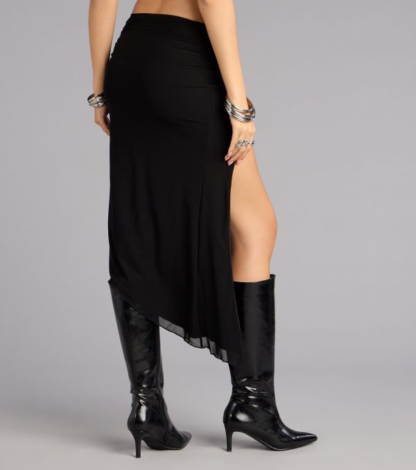 Chic Confidence High Slit Mesh Midi Skirt - Image 2