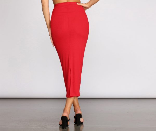 Basic Ribbed Pencil Skirt - Image 2