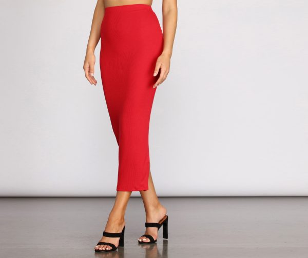 Basic Ribbed Pencil Skirt - Image 4