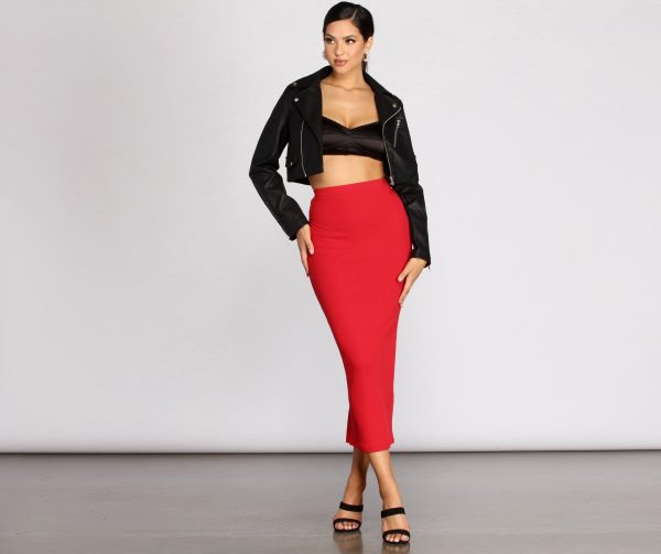 Basic Ribbed Pencil Skirt - Image 5