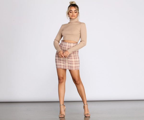 Perf In Plaid Ponte Mini Skirt - Image 4