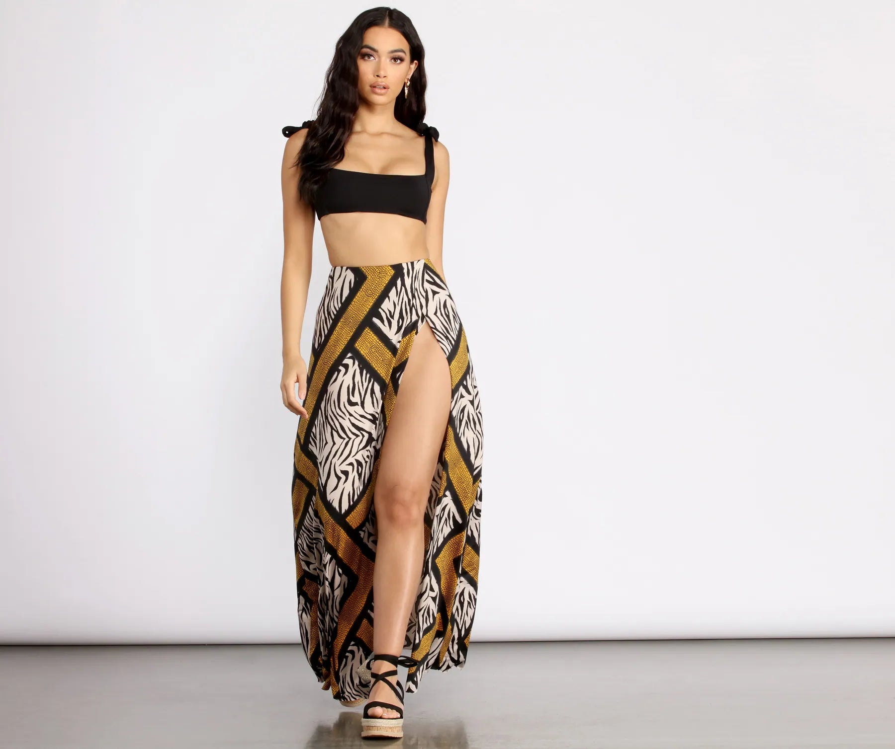 Zebra Print High Slit Maxi Skirt - Image 5