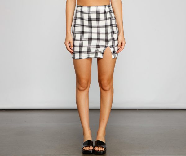 Perfection In Plaid Side Slit Mini Skirt - Image 7