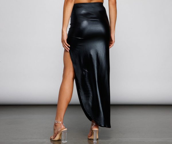 Dangerous Glam Faux Leather Midi Skirt - Image 3