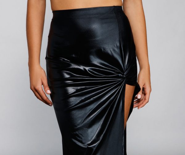 Dangerous Glam Faux Leather Midi Skirt - Image 4