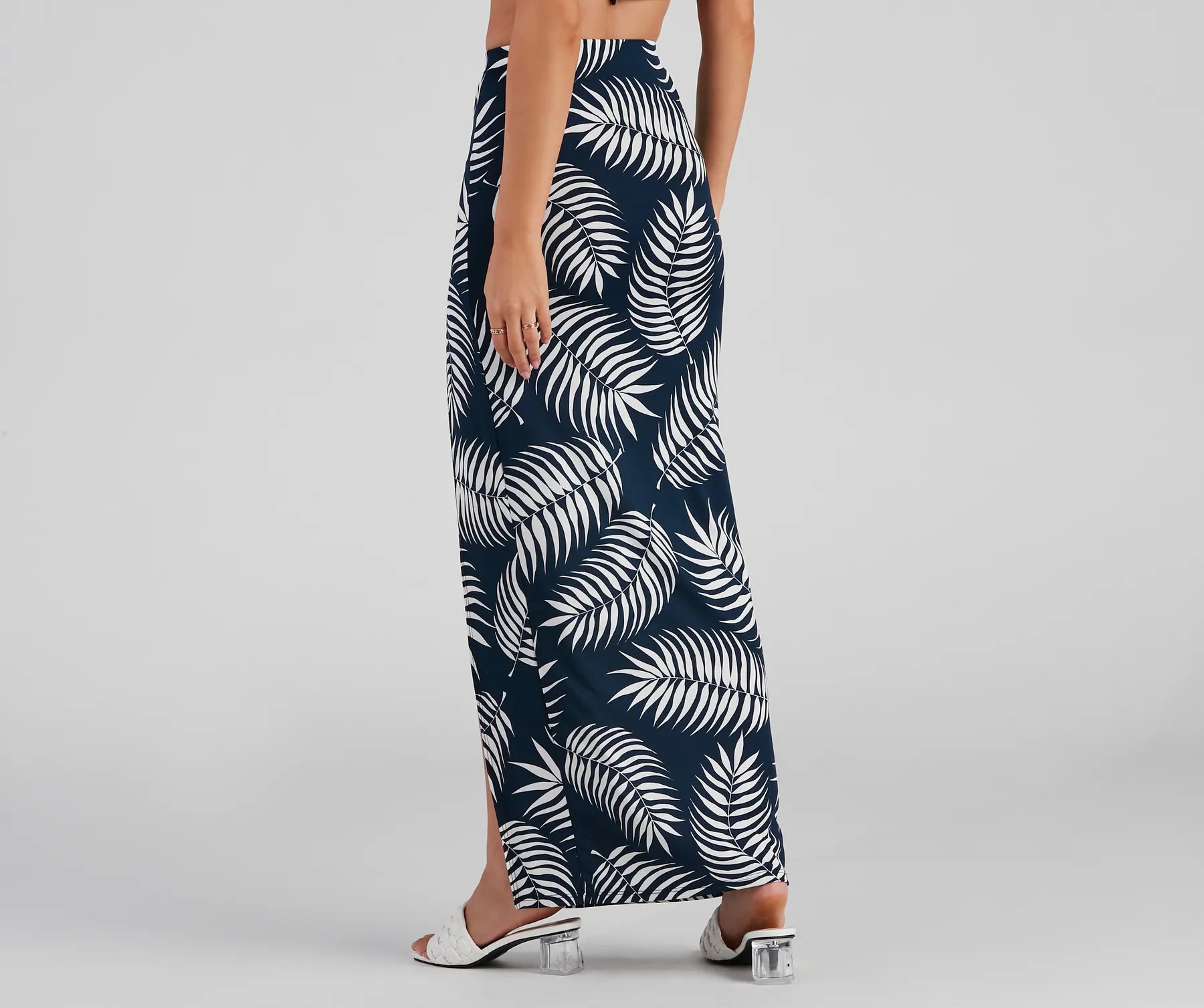 Tropical Palm Leaf Maxi Skirt - Image 2