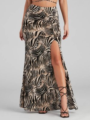 Wild Season Zebra Slit Maxi Skirt