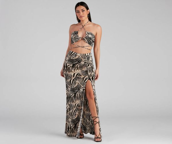 Wild Season Zebra Slit Maxi Skirt - Image 2