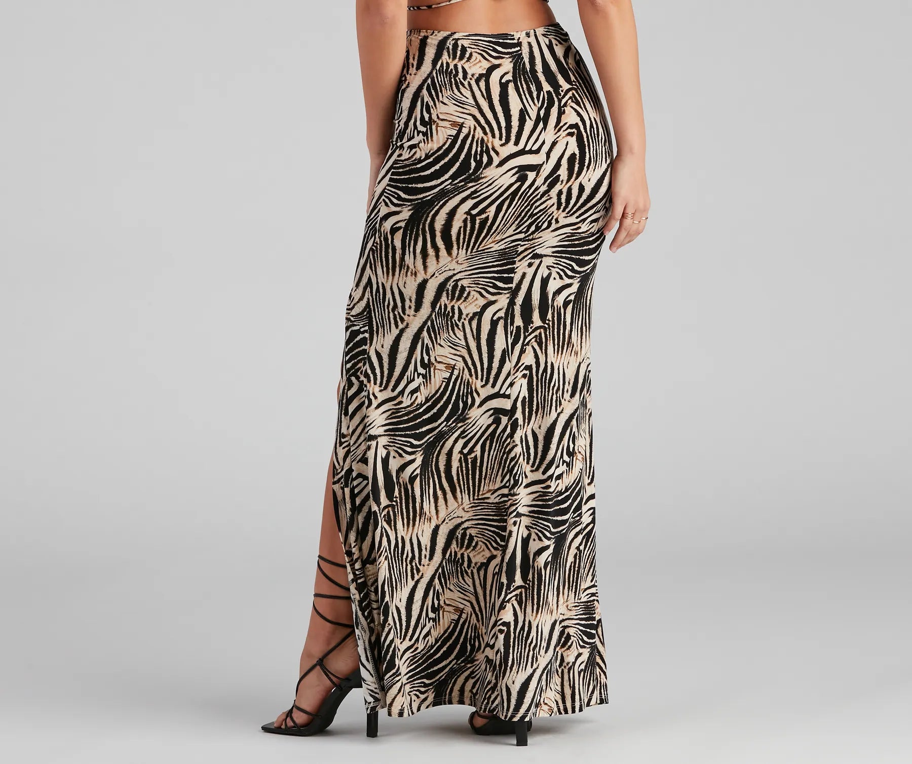 Wild Season Zebra Slit Maxi Skirt - Image 3