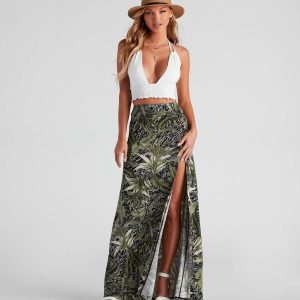 Cali Palms Tropical Slit Maxi Skirt