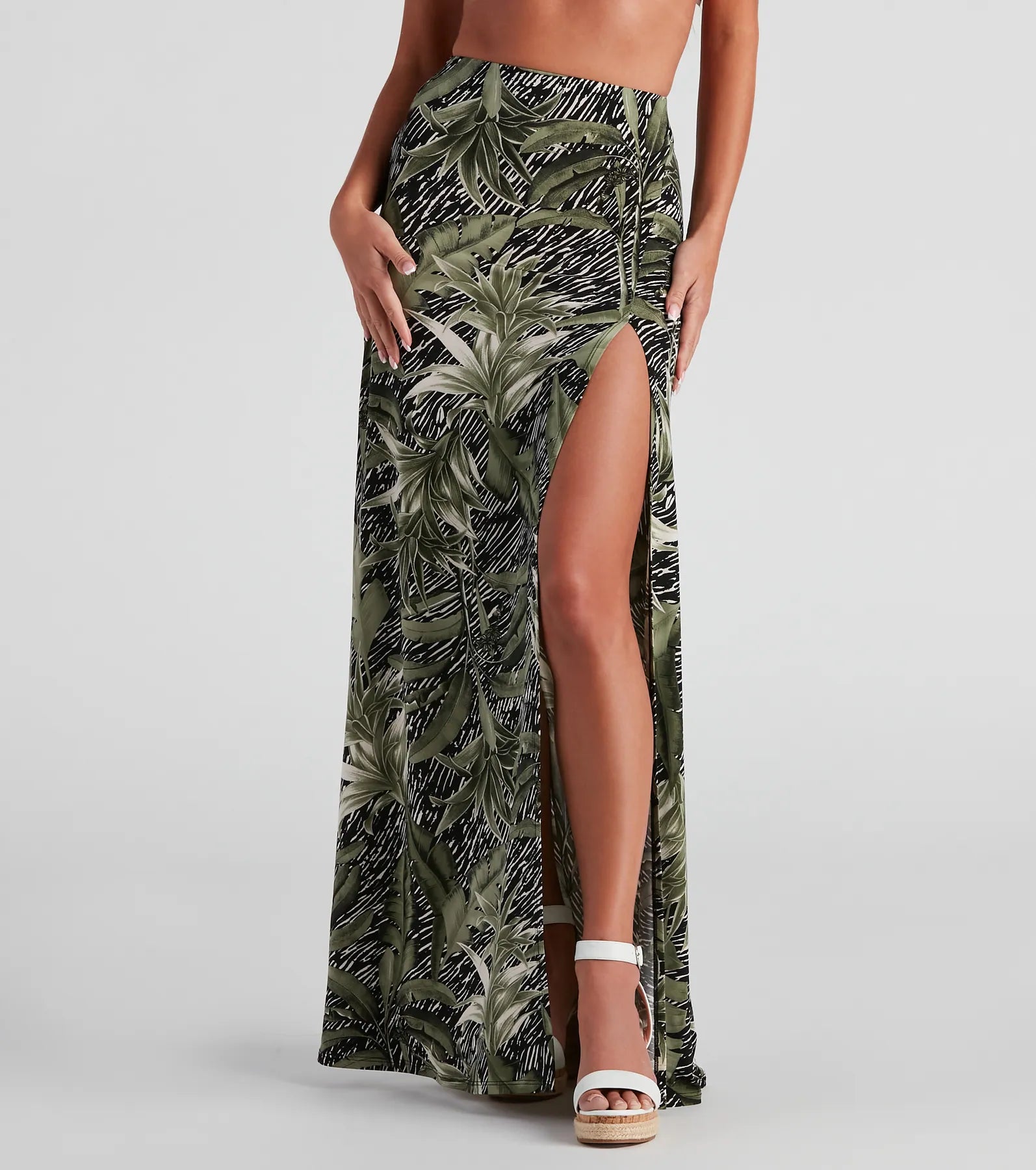 Cali Palms Tropical Slit Maxi Skirt - Image 2