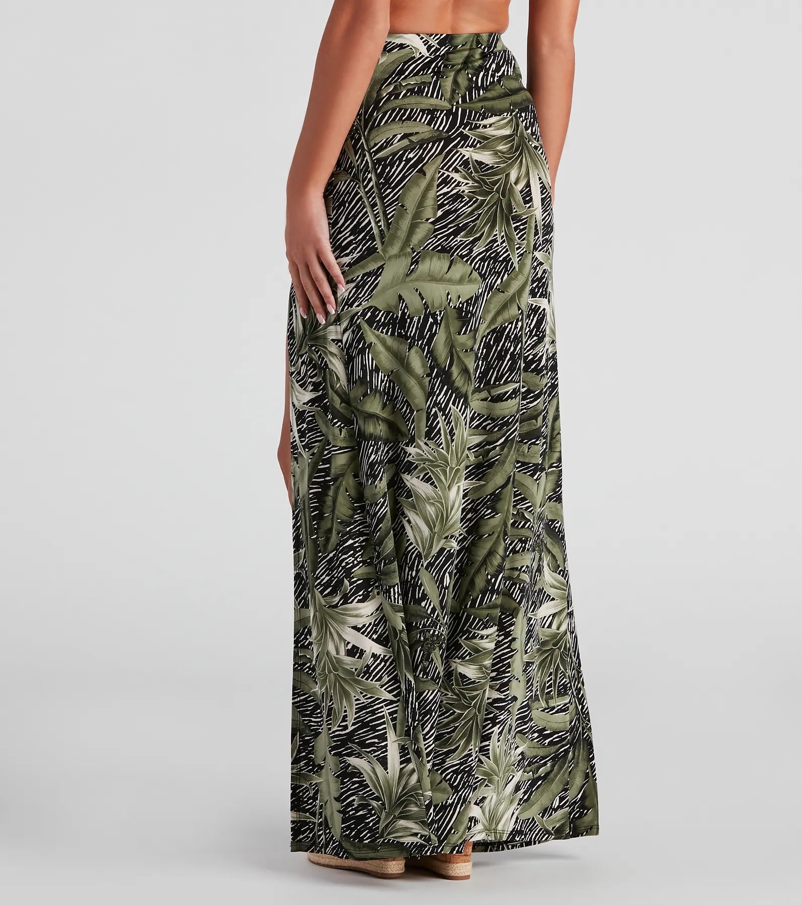 Cali Palms Tropical Slit Maxi Skirt - Image 3