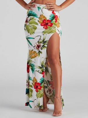 Tropical Glam Floral Maxi Skirt