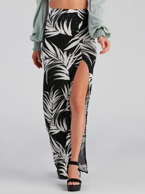 Hit The Tropics High Slit Maxi Skirt