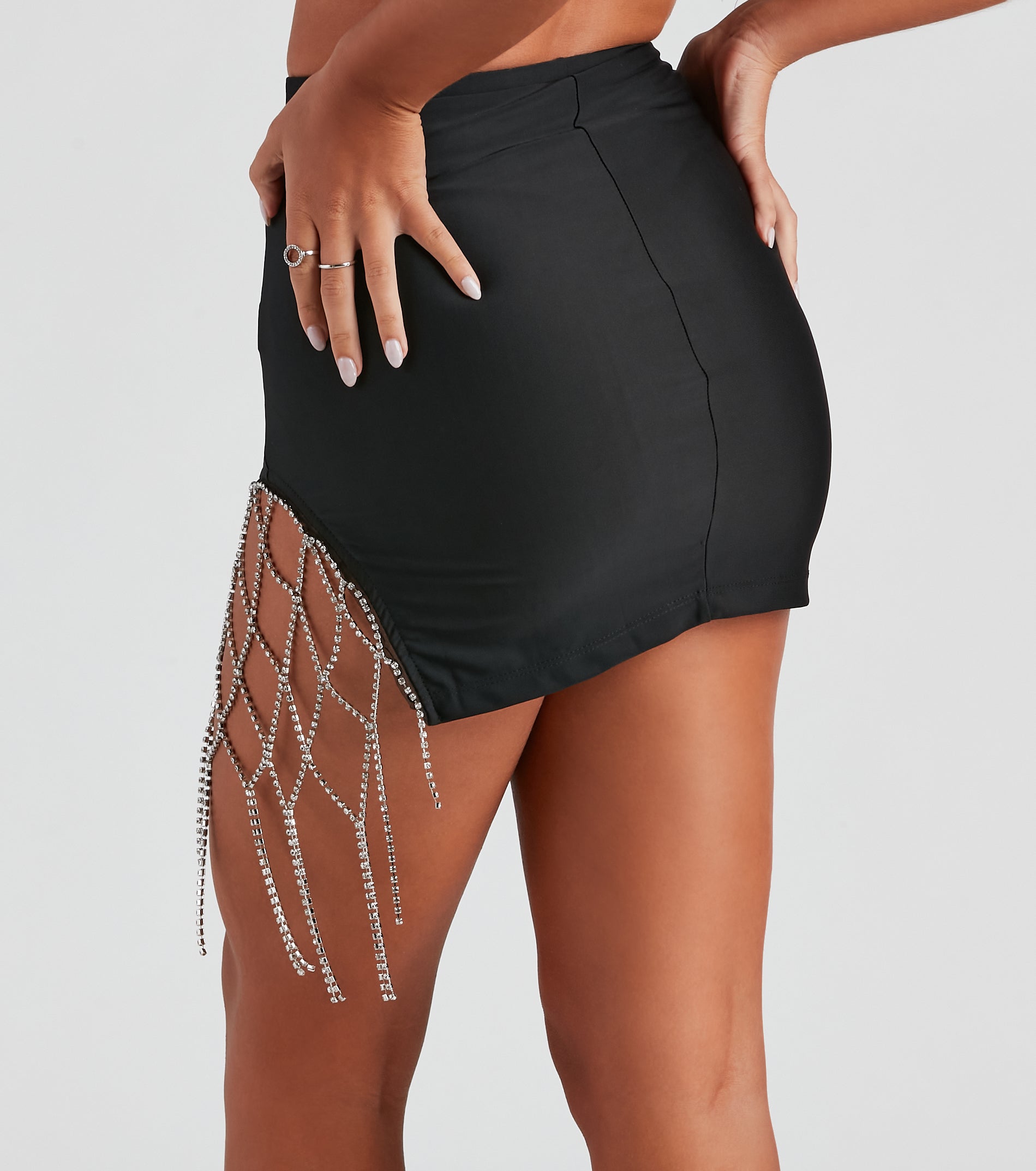 Glam Catch Rhinestone Mini Skirt - Image 3