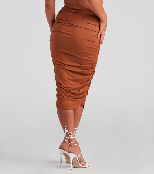 Gorgeous Silhouette Ruched Midi Skirt - Image 11
