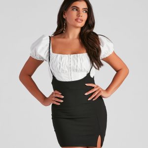 Sweet Staple Crepe Suspender Skirt