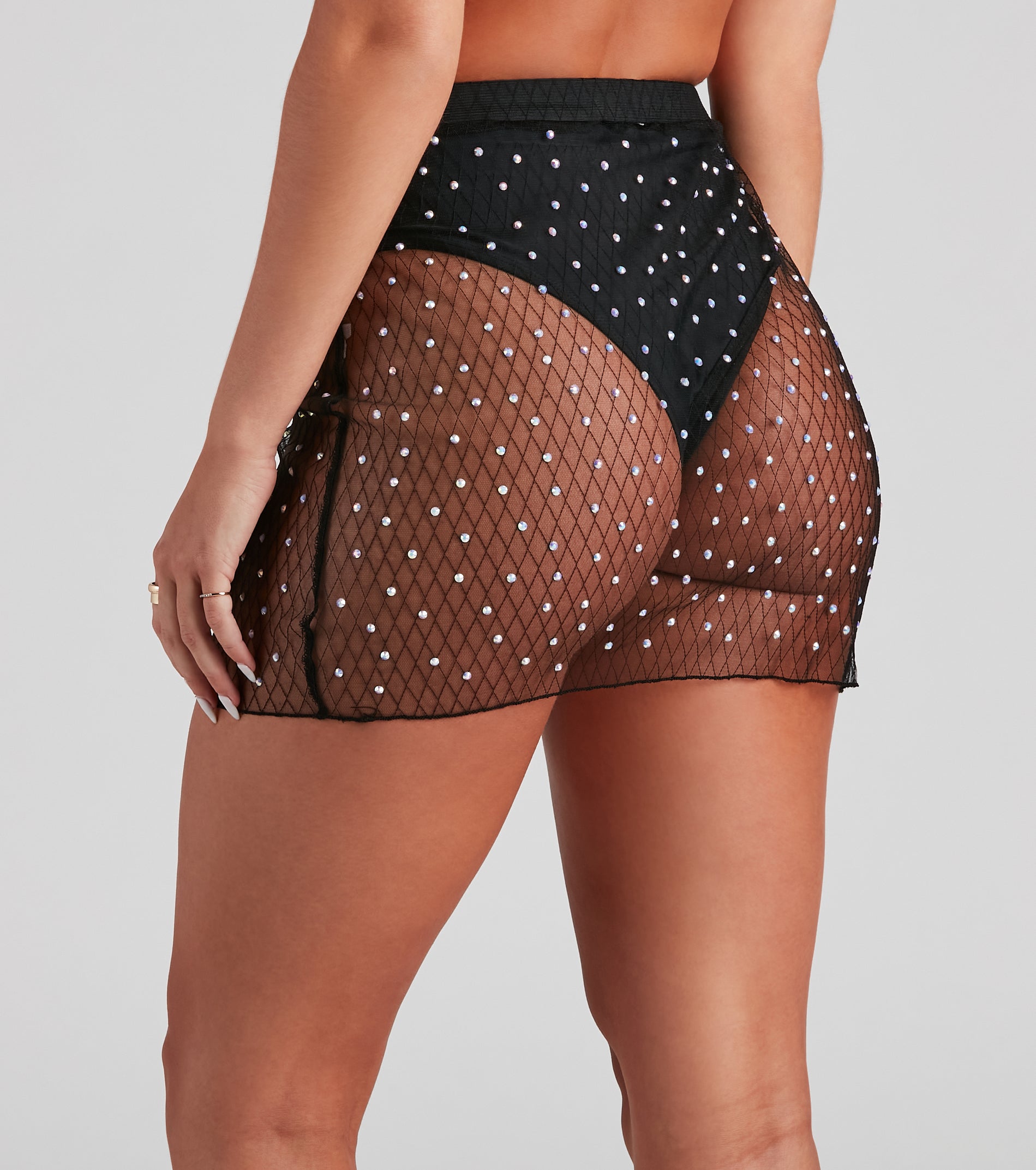 Seeing Glam Rhinestone Mesh Skirt - Image 4