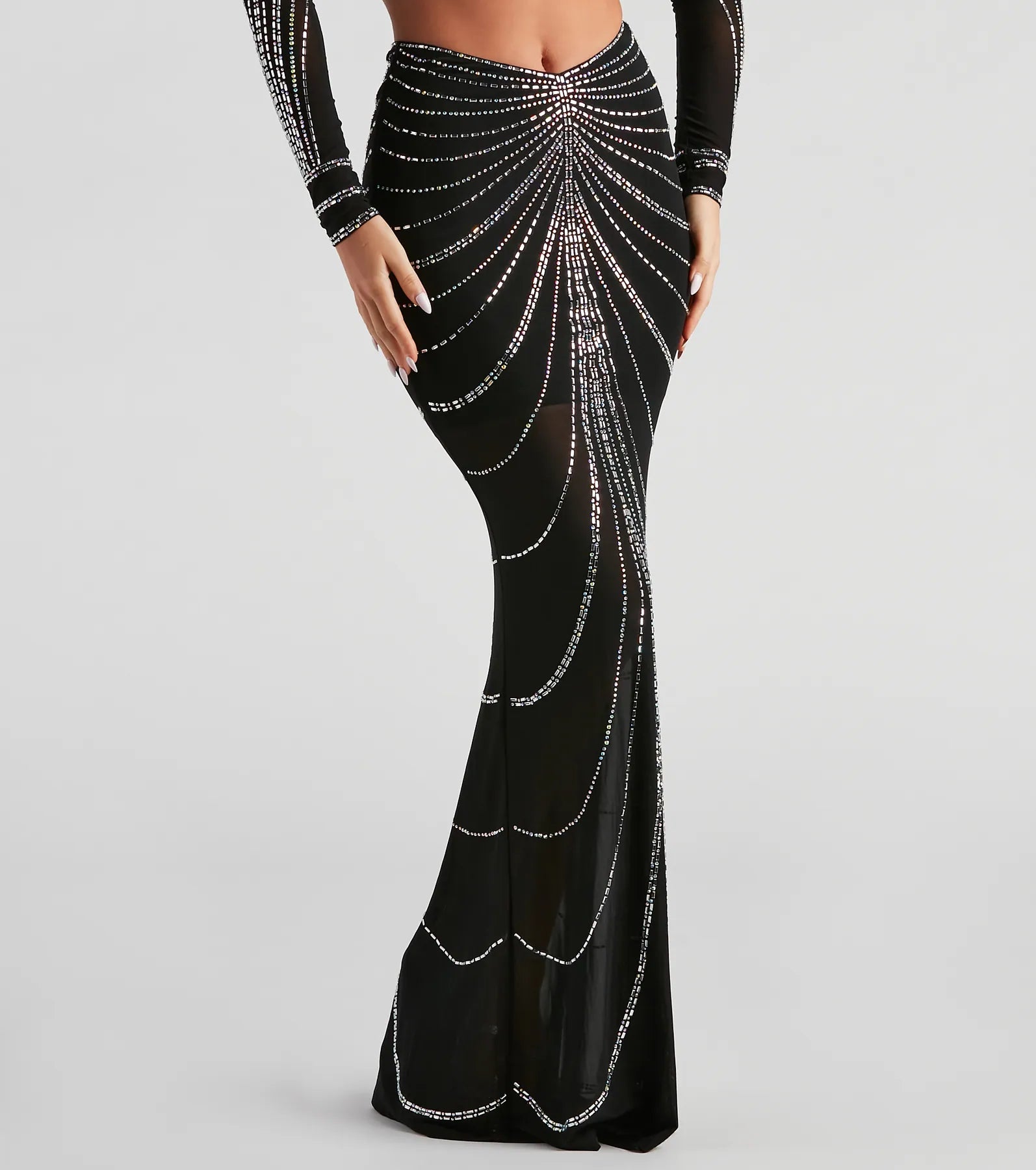 Wrapped In Rhinestone Maxi Skirt - Image 9