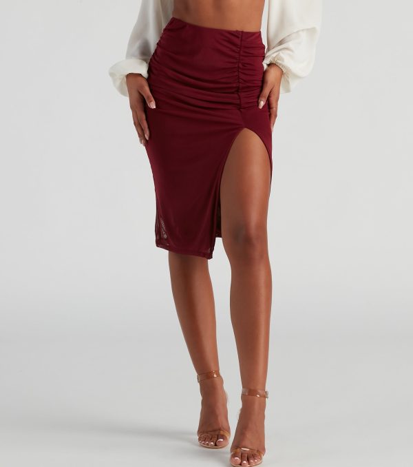 Fab Ruched Mesh Midi Skirt - Image 4