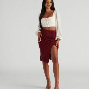 Fab Ruched Mesh Midi Skirt