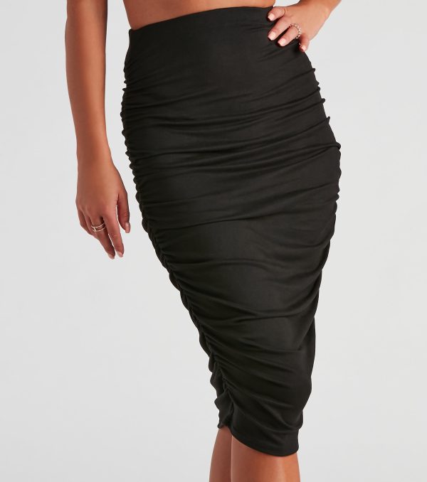 Gorgeous Silhouette Ruched Midi Skirt - Image 7