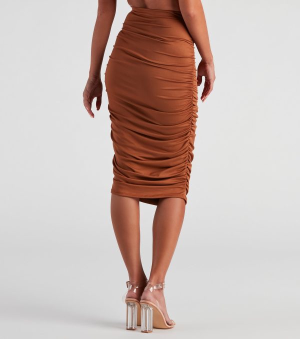 Gorgeous Silhouette Ruched Midi Skirt - Image 3